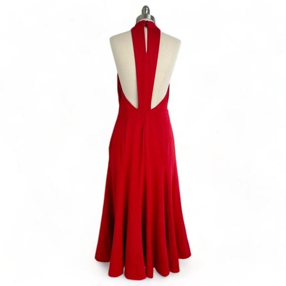 Maeve Anthropologie Halter Flounced Midi Dress Red Womens Size M Petite New - Picture 2 of 14